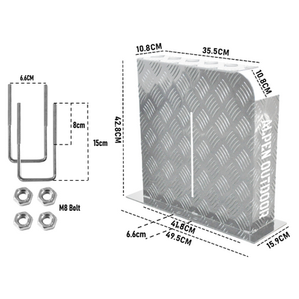 Alpen Outdoor Silver Fuel Tank Cover Right SideBase Mount 2mm Thickness Aluminium Diesel Heater Fuel Tank Cover Right for 10L 15L Silver.
