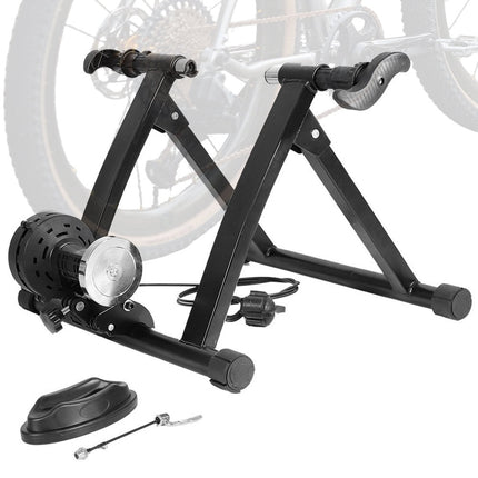 Portable Indoor Exercise Bike Trainer Stand Stationary Bicycle Training Stand Magnetic 6 Level Resistance For Indoor Riding with Noise Reduction Wheel.