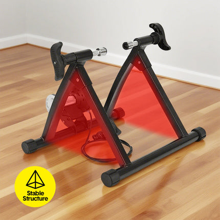 Portable Indoor Exercise Bike Trainer Stand Stationary Bicycle Training Stand Magnetic 6 Level Resistance For Indoor Riding with Noise Reduction Wheel.