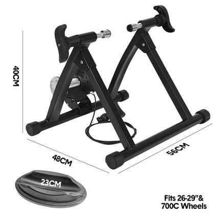 Portable Indoor Exercise Bike Trainer Stand Stationary Bicycle Training Stand Magnetic 6 Level Resistance For Indoor Riding with Noise Reduction Wheel.