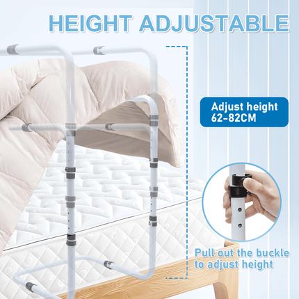 Blanket Lifter Bar 62-82cm Height Adjustable Feet Tent Steel Bed Cradle Max Load 136kg with 4 Clips for Feet Toes Leg Knee Ankle Post Surgery Recovery.