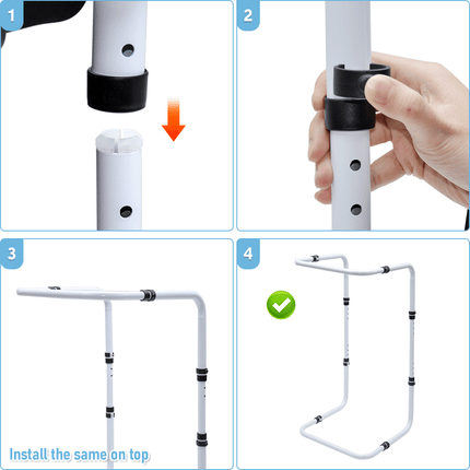 Blanket Lifter Bar 62-82cm Height Adjustable Feet Tent Steel Bed Cradle Max Load 136kg with 4 Clips for Feet Toes Leg Knee Ankle Post Surgery Recovery.