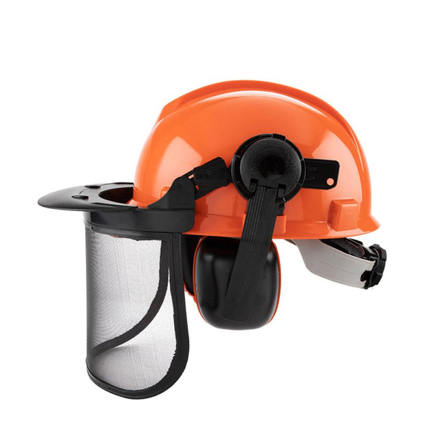 Chainsaw Brushcutter Hard Hat Safety Helmet Face Shield With Visor & Ear Muffs For Landscaping Gardening Lawn Mowing Edge Trimming CE Approved.