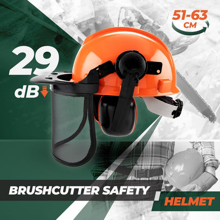 Chainsaw Brushcutter Hard Hat Safety Helmet Face Shield With Visor & Ear Muffs For Landscaping Gardening Lawn Mowing Edge Trimming CE Approved.