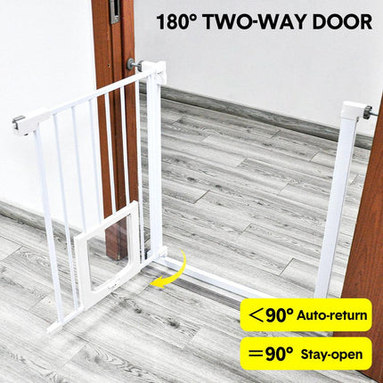 Alston 76cm Tall Baby Pet Security Gate Safety Adjustable Width with Cat Door for House Doorways Stairs Guard Extension Part Width 12cm/24cm Wall Mount.