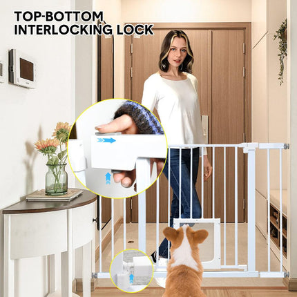 Alston 76cm Tall Baby Pet Security Gate Safety Adjustable Width with Cat Door for House Doorways Stairs Guard Extension Part Width 12cm/24cm Wall Mount.