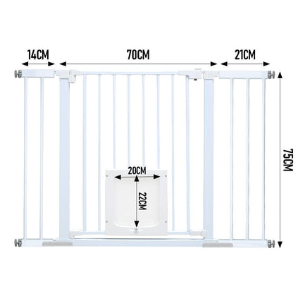 Alston 76cm Tall Baby Pet Security Gate Safety Adjustable Width with Cat Door for House Doorways Stairs Guard Extension Part Width 12cm/24cm Wall Mount.