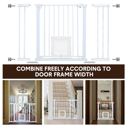Alston 76cm Tall Baby Pet Security Gate Safety Adjustable Width with Cat Door for House Doorways Stairs Guard Extension Part Width 12cm/24cm Wall Mount.