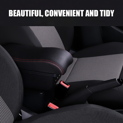 Suzuki Swift 2005-2021 Center Central Storage Car Console Seat Armrest Box Durable ABS Armrest Box Replacement Double Layer Black With USB Cable.