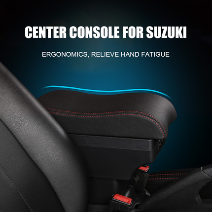 Suzuki Swift 2005-2021 Center Central Storage Car Console Seat Armrest Box Durable ABS Armrest Box Replacement Double Layer Black With USB Cable.