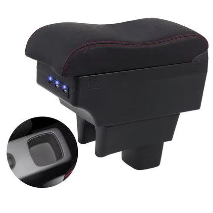 Suzuki Swift 2005-2021 Center Central Storage Car Console Seat Armrest Box Durable ABS Armrest Box Replacement Double Layer Black With USB Cable.