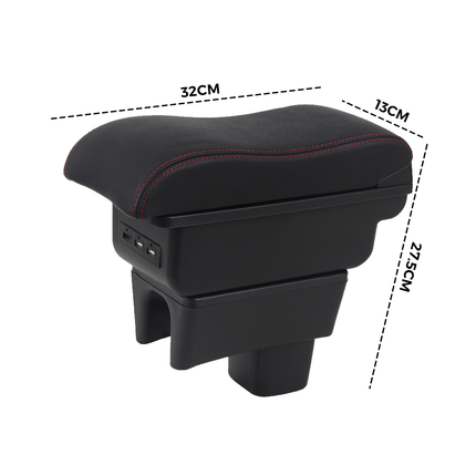 Suzuki Swift 2005-2021 Center Central Storage Car Console Seat Armrest Box Durable ABS Armrest Box Replacement Double Layer Black With USB Cable.