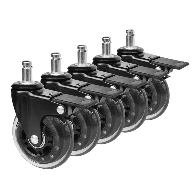 5 pcs Office Chair Casters 360 Rotatable Replacement Wheels with Locks.