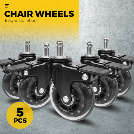 5 pcs Office Chair Casters 360 Rotatable Replacement Wheels with Locks.