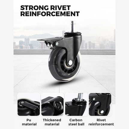 5 pcs Office Chair Casters 360 Rotatable Replacement Wheels with Locks.