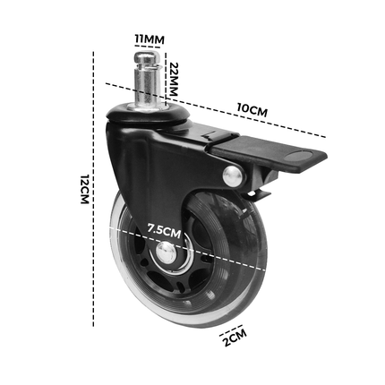 5 pcs Office Chair Casters 360 Rotatable Replacement Wheels with Locks.