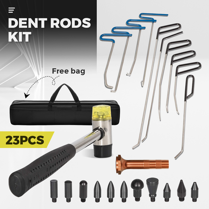 23pcs PDR Tools Push Rods Spring Stainless Steel Dent Repair Kit Dent Removal Rods Set for Car Minor Dents Remover Puller Hail Damage Door Dings.