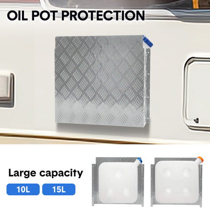Diesel Tank Cover Silver Gas Tank Bracket 2mm Thickness Aluminium Tank Mounting Holder Fit for 10L/15L Tank for Caravan Trailer Toolbox Left Right.
