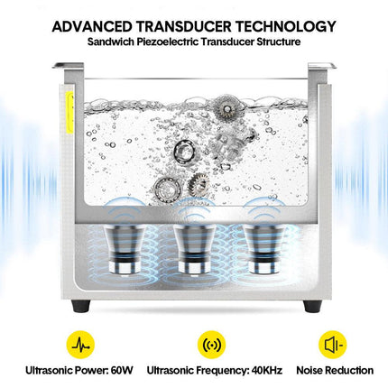 2L Ultrasonic Cleaner Lab-Grade Stainless Steel Ultrasonic Cleaning Machine Digital Heating Timer and Basket for Home and Commercial Jewellery Eyeglass.