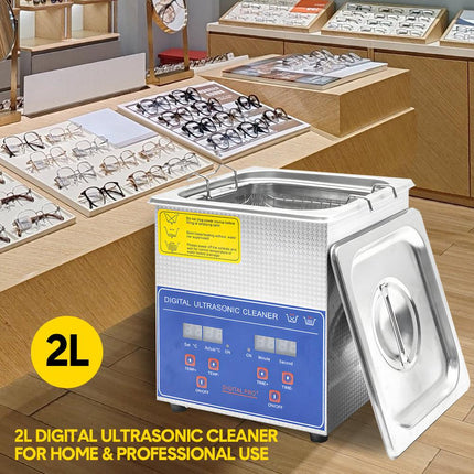 2L Ultrasonic Cleaner Lab-Grade Stainless Steel Ultrasonic Cleaning Machine Digital Heating Timer and Basket for Home and Commercial Jewellery Eyeglass.