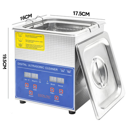2L Ultrasonic Cleaner Lab-Grade Stainless Steel Ultrasonic Cleaning Machine Digital Heating Timer and Basket for Home and Commercial Jewellery Eyeglass.