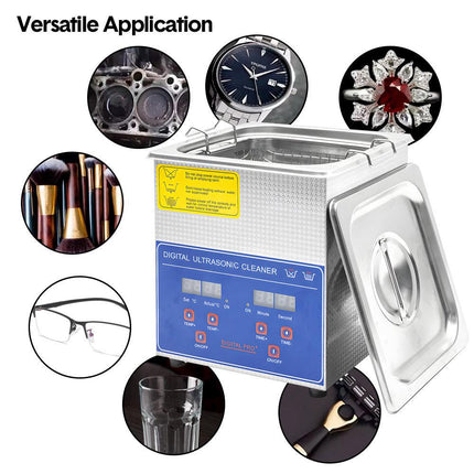 2L Ultrasonic Cleaner Lab-Grade Stainless Steel Ultrasonic Cleaning Machine Digital Heating Timer and Basket for Home and Commercial Jewellery Eyeglass.