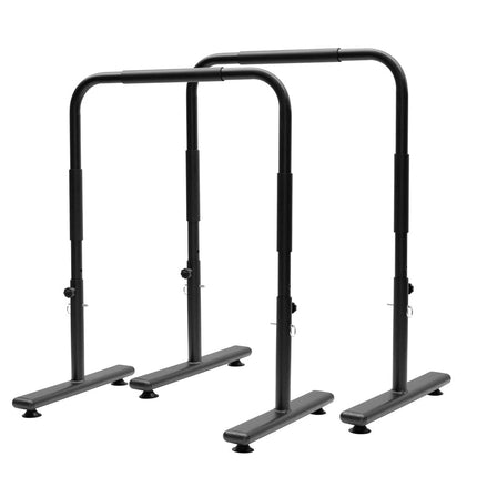 Set of 2 Functional Fitness Dip Stands Station Height Adjustable Dip Bars Portable Parallettes Calisthenics Equipment Safety for Home Gym Strength Training.