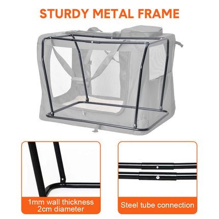 Foldable Dog Carrier Large Pet Travel Bag Portable and Breathable Car Travel Transport Kennel 72x52x52cm Load Up to 27kg with Steel Frame and Pocket Black.