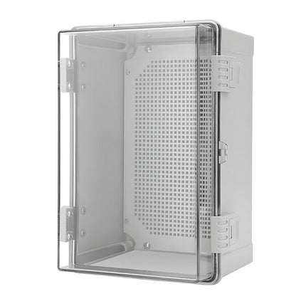 Electrical ABS Junction Box IP66 Waterproof Electrical Enclosure with Clear Hinged Cover and Mounting Plate for Electrical Project 30x20x17cm.
