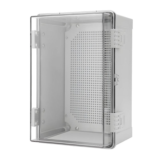 Electrical ABS Junction Box IP66 Waterproof Electrical Enclosure with Clear Hinged Cover and Mounting Plate for Electrical Project 30x20x17cm.