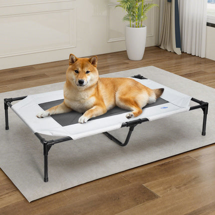 Raised Dog Bed Large Elevated Pet Bed Scratch and Moisture Resistant Breathable Kennel with Non-Slip Feet Indoor Outdoor for All Seasons Max Load 100kg.