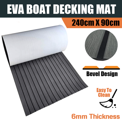 EVA Foam Boat Flooring Mat Faux Decking Teak Marine Mat Boat Carpet Sea Deck Flooring for Motorboat RV Yacht Kayak Surfboard 240cmx90cm Dark Grey.