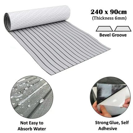 EVA Boat Flooring Mat Foam Boat Decking Faux Teak Marine Mat Boat Carpet Sea Deck Marine Flooring for Motorboat RV Yacht Kayak Surfboard 240cmx90cm.