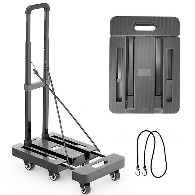 6-Wheel Folding Hand Truck Heavy Duty 227kg Capacity Collapsible Trolley with Elastic Strap Triple-Axle All-Terrain Design Moving RV Camping Warehouse.