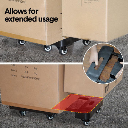 6-Wheel Folding Hand Truck Heavy Duty 227kg Capacity Collapsible Trolley with Elastic Strap Triple-Axle All-Terrain Design Moving RV Camping Warehouse.