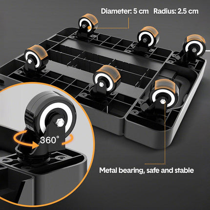6-Wheel Folding Hand Truck Heavy Duty 227kg Capacity Collapsible Trolley with Elastic Strap Triple-Axle All-Terrain Design Moving RV Camping Warehouse.