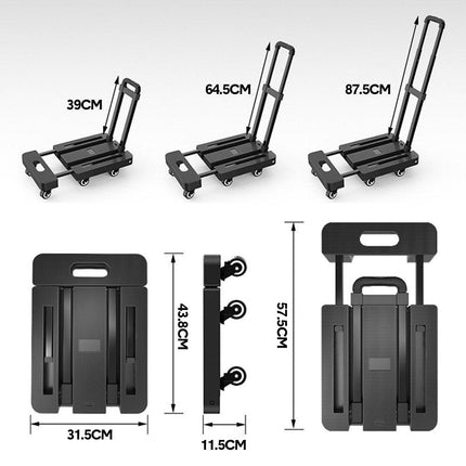 6-Wheel Folding Hand Truck Heavy Duty 227kg Capacity Collapsible Trolley with Elastic Strap Triple-Axle All-Terrain Design Moving RV Camping Warehouse.