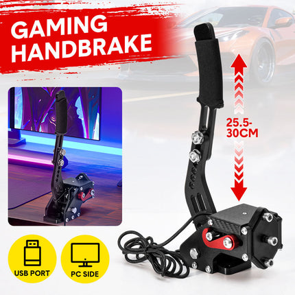 Racing Games Handbrake PC USB Universal Adjustable Aluminium Alloy Handbrake Dual Modes Plug and Play Applicable All Steering Wheel Stand SIM Racing Games.