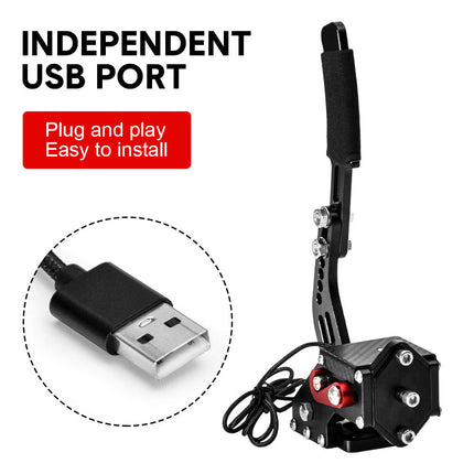 Racing Games Handbrake PC USB Universal Adjustable Aluminium Alloy Handbrake Dual Modes Plug and Play Applicable All Steering Wheel Stand SIM Racing Games.