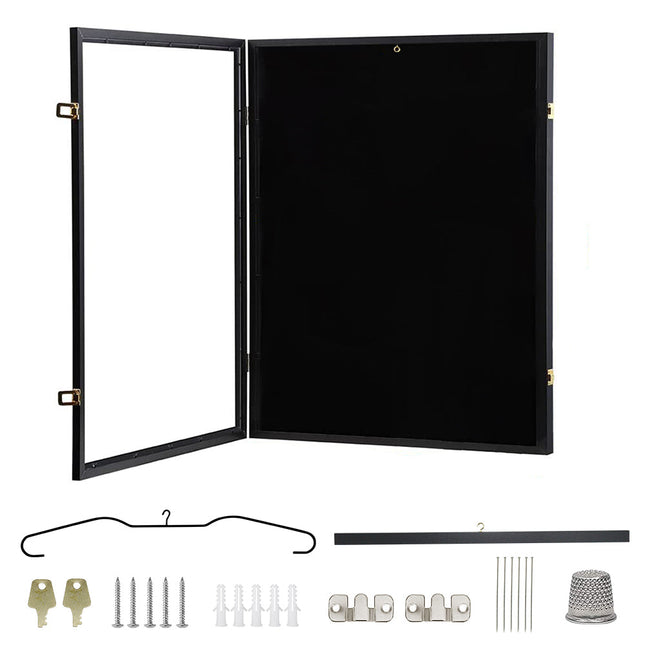 Jersey Frame Card Display Case Lockable Large Sports Jersey Showcase Box for Football Soccer Basketball Baseball Hockey with UV Protection Acrylic Black.