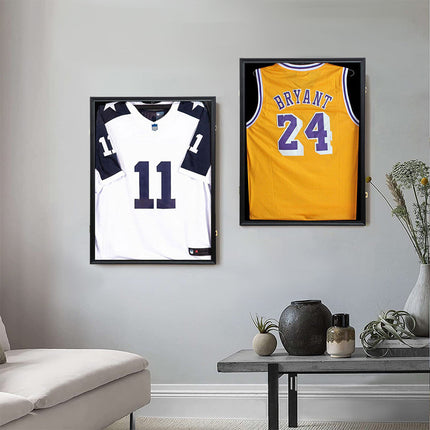 Jersey Frame Card Display Case Lockable Large Sports Jersey Showcase Box for Football Soccer Basketball Baseball Hockey with UV Protection Acrylic Black.