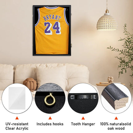 Jersey Frame Card Display Case Lockable Large Sports Jersey Showcase Box for Football Soccer Basketball Baseball Hockey with UV Protection Acrylic Black.