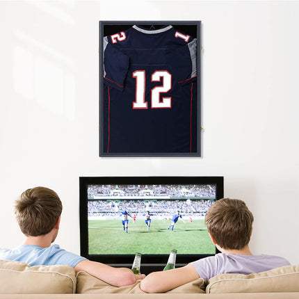 Jersey Frame Card Display Case Lockable Large Sports Jersey Showcase Box for Football Soccer Basketball Baseball Hockey with UV Protection Acrylic Black.