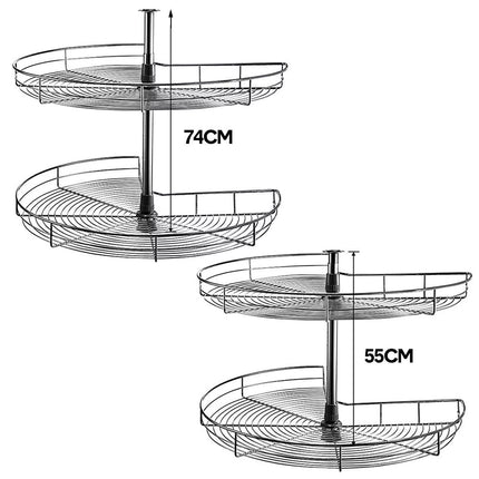 Shelf Rack for Spices 2-Shelf Under Sink Storage Blind Corner Carousel Kitchen Cabinet Organizer 81cm Diameter Rotating Max Load 14kg 270 Degree.