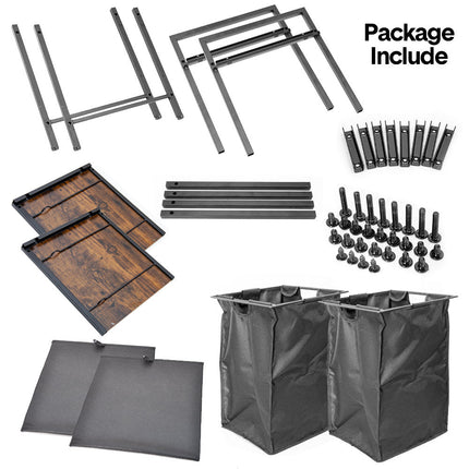 Laundry Hamper Basket Metal Laundry Organizer with MDF Shelf and 2 Waterproof Pull-Out Removable Dirty Clothes Bags for Laundry Room Bedroom Bathroom Dorm.