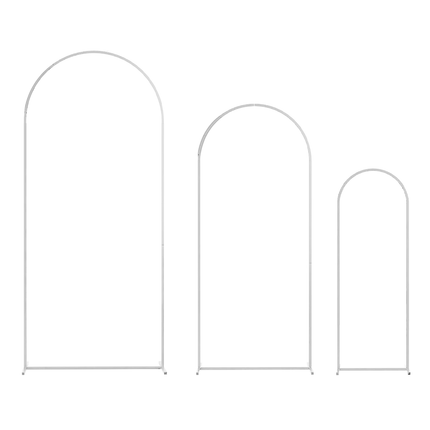 Metal Arch Backdrop White Stand Wedding Arch Stand Set of 3 (6FT/5FT/4FT) Square Arched Frame for Outdoor Birthday Party Ceremony.