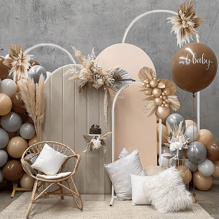 Metal Arch Backdrop White Stand Wedding Arch Stand Set of 3 (6FT/5FT/4FT) Square Arched Frame for Outdoor Birthday Party Ceremony.