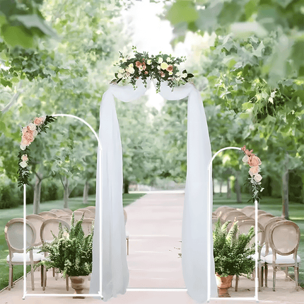 Metal Arch Backdrop White Stand Wedding Arch Stand Set of 3 (6FT/5FT/4FT) Square Arched Frame for Outdoor Birthday Party Ceremony.
