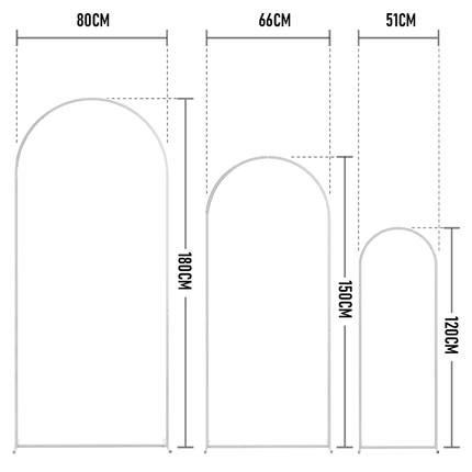 Metal Arch Backdrop White Stand Wedding Arch Stand Set of 3 (6FT/5FT/4FT) Square Arched Frame for Outdoor Birthday Party Ceremony.