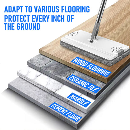 Flat D Set Mop and Bucket Wringer Set with Stainless-Steel Handle 10 Washable and Reusable Microfiber Pads for Hardwood Laminate Floors Tile.
